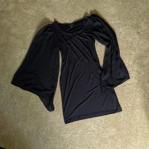 Black dress with sheer bell sleeves